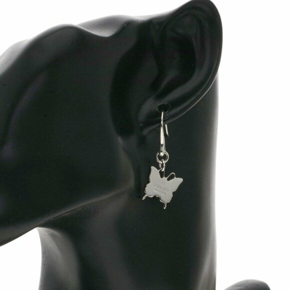 GUCCI Butterfly Logos Drop/Dangle Hook Earrings Silver 925 #1740 - Picture 1 of 3